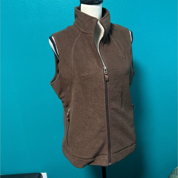 Kim Rogers Brown Fleece Zip Front Winter Vest Women's Medium - Picture 7 of 9